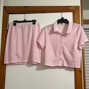 Ultra Flirt Girls 2 Piece skirt set Size L color pink and white